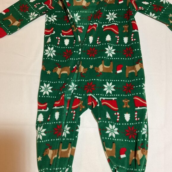 Carter's Baby Boy Green Fair Isle One-Piece Footed Pajamas Holiday Christmas NWT - Picture 2 of 6